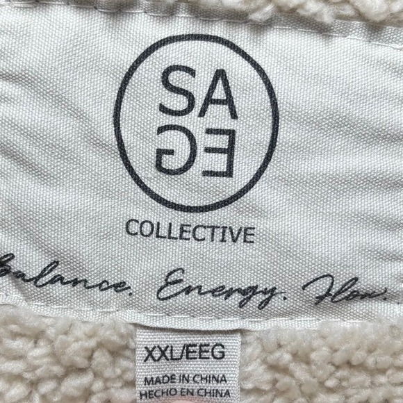 Sage Collection Purple Plaid Fleece Faux Fur Sherpa Shirt Jacket XXL Long Sleeve - Picture 7 of 12